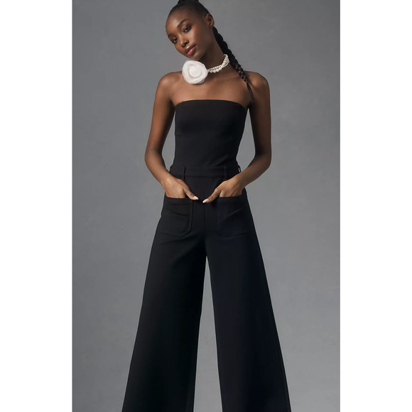 Pilcro Strapless Denim Wide-Leg Jumpsuit - New Large - Picture 3 of 5